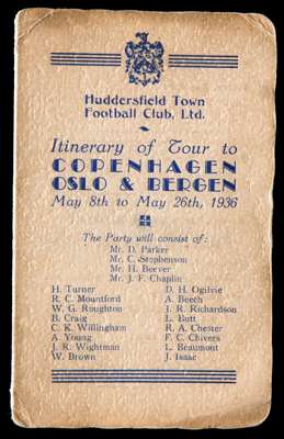 1930s football ephemera, comprising a Norwich City club handbook season 1931-32, foxing discolouration; and a Huddersfield Town official itinerary for