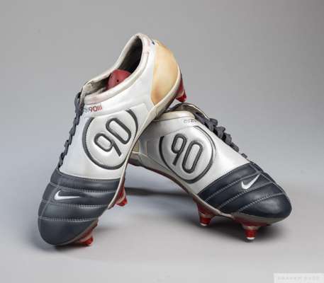 Pair of vintage Nike AirZoom T90111 SG Salesman Samples, 
 size 9, Lt graphite and white, circa 2003, in original bag