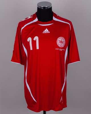 David Healy - Peter Lovenkrands red and white No.11 Denmark match worn shirt, 2006