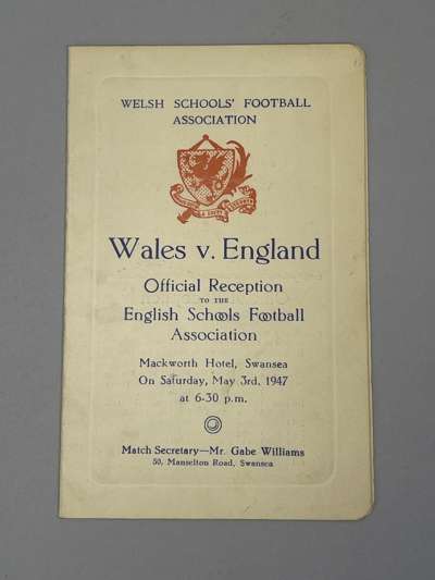 A Wales v. England official reception and menu card, 3/5/47, the back cover autographed by both teams

 Overall good