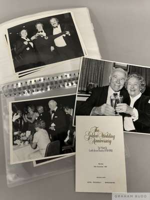 Photograph album from the occasion of the Golden Wedding Anniversary of Sir Matt & Lady Jean Busby 1931-1981,
 over 50 photos, b&w and colour, some du