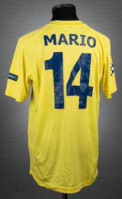 Mario Gaspar yellow Villarreal UEFA Champions League no.14 jersey v Manchester City, played at Etihad Stadium, on 18th October 2011,
 match-issue, Xte