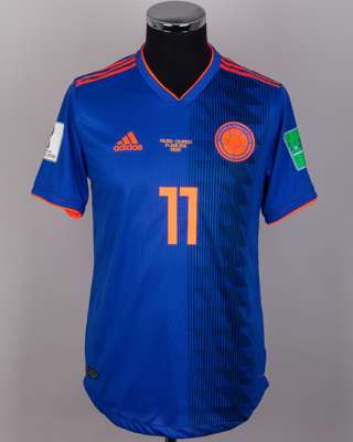 Colombia - Juan Cuadrado blue No.11 Colombia v. Poland short-sleeved shirt, 2018