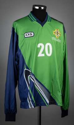 Green & navy Northern Ireland UEFA European Qualifier no.20 jersey v Turkey, played in Istanbul, 5th September 1998,
 match-issue, Olympic S, long-sle