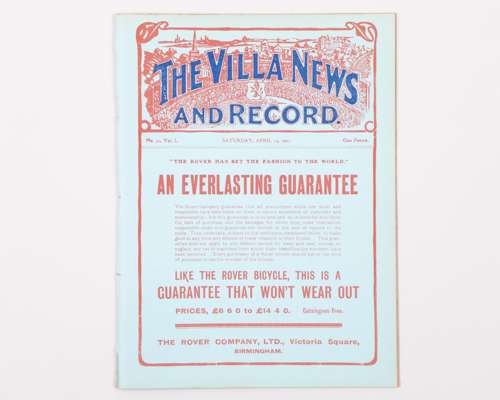 Aston Villa v. Notts County, match programme, 13th April 1907