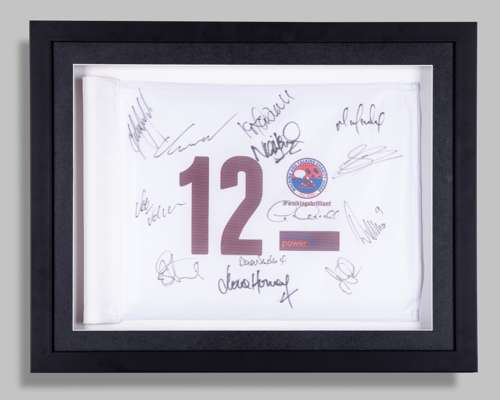 Walking and Talking Charity Hikes 12th hole golf flag autographed by footballers