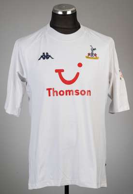 Jamie Redknapp white Tottenham Hotspur no.8 home jersey, season 2004-05,
 Kappa, short-sleeved with KAPPA SEVILLE 2004  sleeve badge, club crest and s