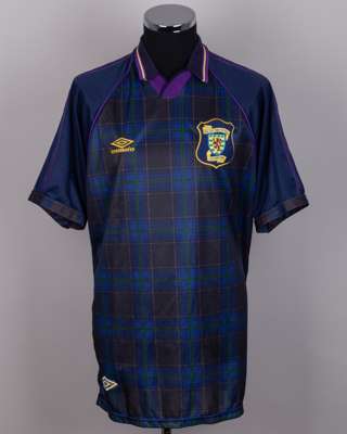 Jim McLean blue tartan No.8 Scotland short-sleeved shirt, 1994-96