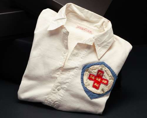A very rare white Manningham FC long-sleeved rugby league shirt, c.1900