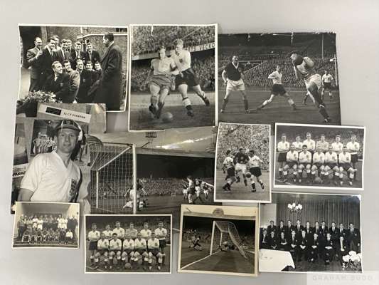 Eleven England press photographs relating to the International career of Colin Grainger, 
 including team pictures and action shots and featuring such