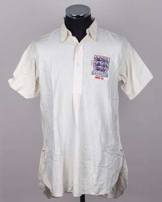 John Aston white No.3 England v. Northern Ireland match worn short-sleeved shirt, 1950