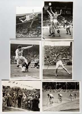 London 1948 Olympic games collection of original press b & w photographs, 
 mainly 10 by 8in., all with official press accreditation stamps to rear, c