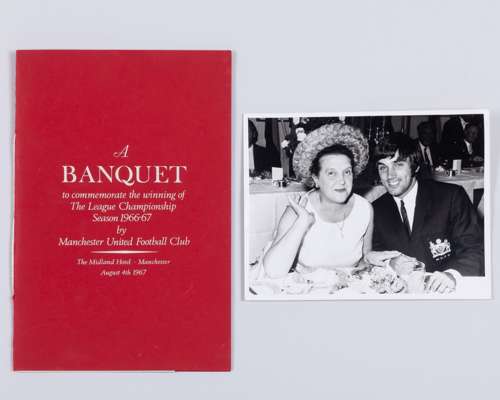 A Manchester United 1966-67 menu card to commemorate the League Championship