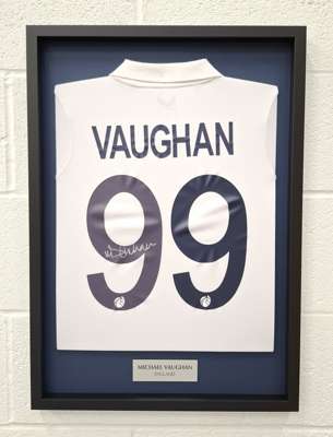 Michael Vaughan signed, framed No.99 England Test Shirt