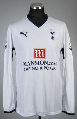 Robbie Keane signed white Tottenham Hotspur no.10 home jersey, season 2008-09,
 Puma, shot-sleeved with BARCLAYS PREMIER LEAGUE sleeve badges, club cr