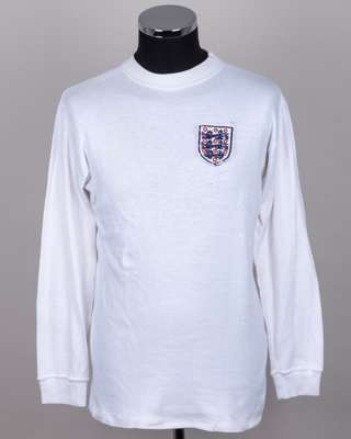 Colin Bell white No.4 England v. Northern Ireland match worn long-sleeved shirt, 1973