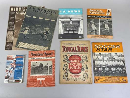 Collection of Vintage football magazines, 
 including French magazines from the 1920s/30s 'Le Miroir des Sports', which also have general sporting cov