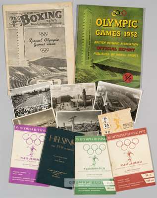Helsinki 1952 Olympic Games British Olympic Association Official Report,
 published by World Sports, 114-page with colour illustrated cover, featuring