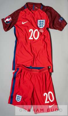 Dele Alli red and claret England no.20 jersey v Slovakia in the UEFA European Championship Group B at Saint-Etienne, 20th June 2016,
 short-sleeve wit