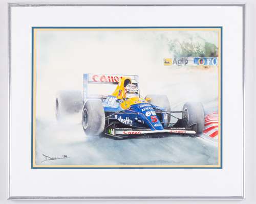 Nigel Mansell Williams Renault Framed Artwork