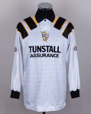 White and black No.14 Port Vale long-sleeved shirt, 1993-95