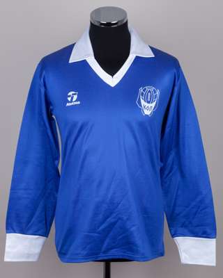 Blue and white No.11 Cyprus v. Holland long-sleeved shirt, 1984