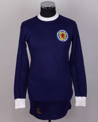 Billy Bremner blue No.4 Scotland v. England match worn long-sleeved shirt, 1971