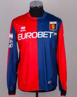 Ivan Juric red and blue No.28 Genoa long-sleeved shirt, 2007-08