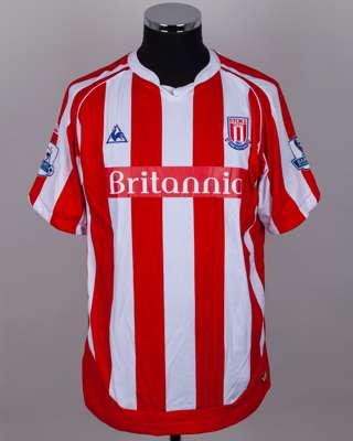 James Beattie red and white No.9 Stoke City short-sleeved shirt, 2009-10