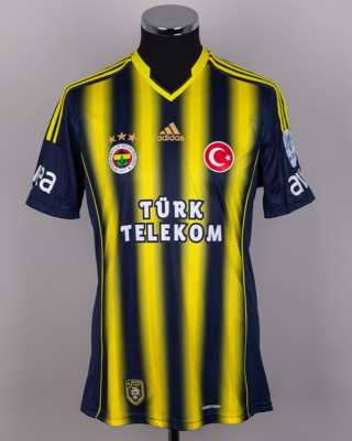 Selcuk Sahin blue and yellow No.21 Fenerbahce v. Galatasaray match issued shirt, 2013