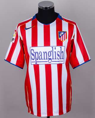 Fernando Torres red and white No.9 Atletico Madrid short-sleeved shirt, 2004-05