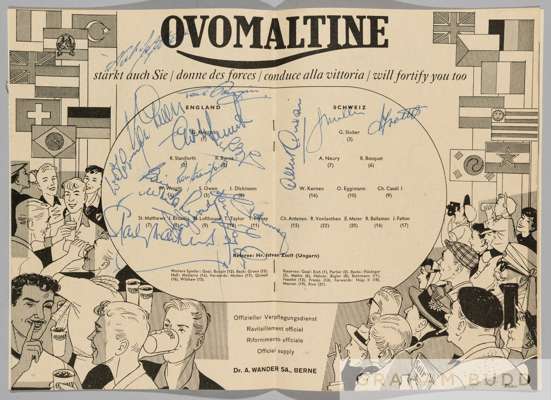 1954 World Cup programme signed by the England team in the Group 4 match v Switzerland