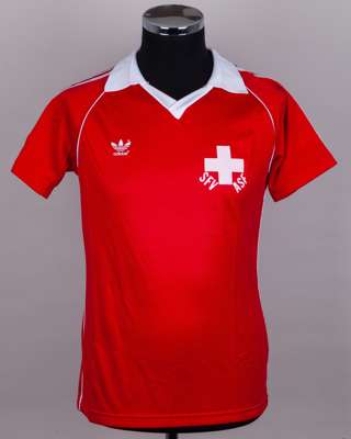 Red and white No.8 Switzerland short-sleeved shirt, 1980s