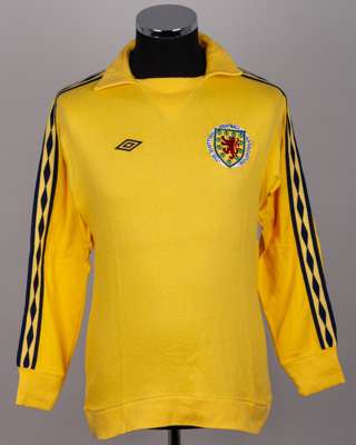 Jim Blyth yellow No.12 Scotland v. Northern Ireland match issued goalkeepers shirt