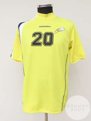 Justo Ruiz yellow FC Andorra no.20 shirt for 2006 World Cup Qualifier, 2003-04