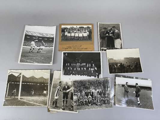 Press selection of photographs, all b&w, 1920s-40s,
 various sizes include Exeter v Torquay 1932, Huddersfield v Arsenal 7/3/1931, Barnsley players at