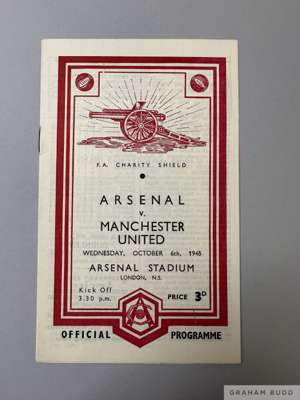 Arsenal v. Manchester United, Charity Shield match programme, 6th October 1948

  Faint signs of folds, pencil scores and a few team changes in pencil