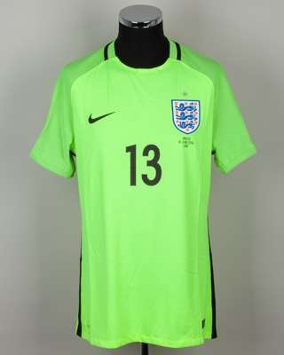 Fraser Forster yellow and black No.13 England v. Wales short-sleeved shirt, 2016