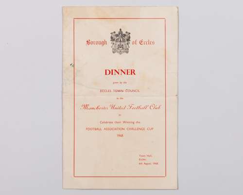 Jack Rowley a Manchester United Borough of Eccles 1948 F.A.Cup Celebration menu card