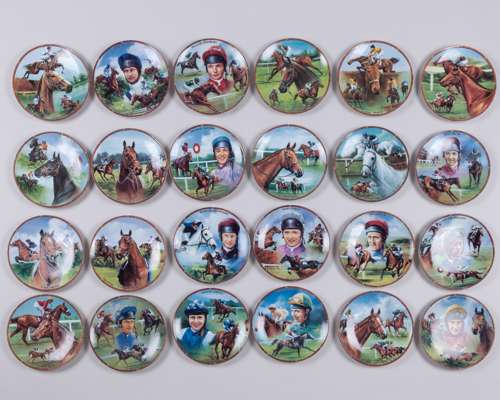 Collection of 24 Danbury Mint commemorative horse racing Royal Worcester china plates