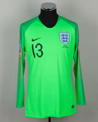 Tom Heaton green and pink No.13 England v. Kosovo keeper shirt, 2019