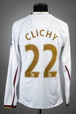 Gael Clichy white & claret Arsenal FA Cup no.22 jersey v Manchester United, played at Old Trafford, 16th February 2008, 
 match issue, Nike, long-slee