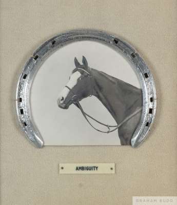 Racing plate worn by Ambiguity when winning the 1953 Oaks at Epsom,
 trained by Jack Colling, George Colling's brother, and ridden by Joe Mercer then 
