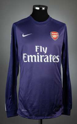 Lukasz Fabianski purple Arsenal Emirates Cup no.21 goalkeeping jersey v Napoli, played at Emirates Stadium, 3rd August 2013, 
 match issue, Nike, long