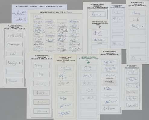 A collection of cricket autographs, 
 including Australia, New Zealand players scoring 5000 test runs, other for 3000 runs 

  The above is being sold