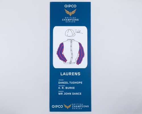 2018 Paddock parade pennant for Laurens signed by jockey Danny Tudhope