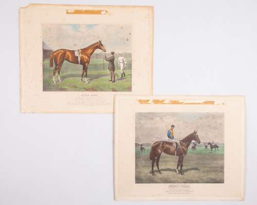 Pretty Polly and Neil Gow racehorse portrait prints after Alfred Charles Havell (1855-1928)
