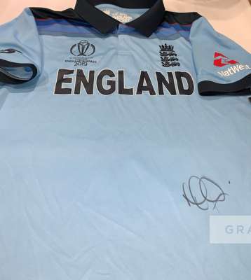 Moeen Ali signed England 2019 World Cup Champions official replica shirt, 
 Moeen Ali played in 2019 World Cup Final, defeating New Zealand in the “Su