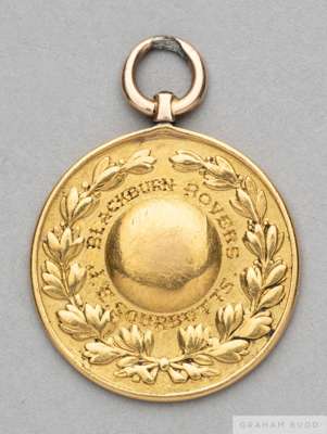 Rare late Victorian 1883-84 gold F.A. Cup winner's medal awarded to Joe Sowerbutts of Blackburn Rovers
 the obverse designed with a football in raised