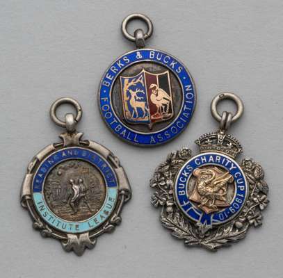 A silver and enamel Bucks Charity Cup 1909-10 medal, 
 the obverse inscribed BUCKS CHARITY CUP 1909-10, a silver and enamel Berks & Bucks medal, the o